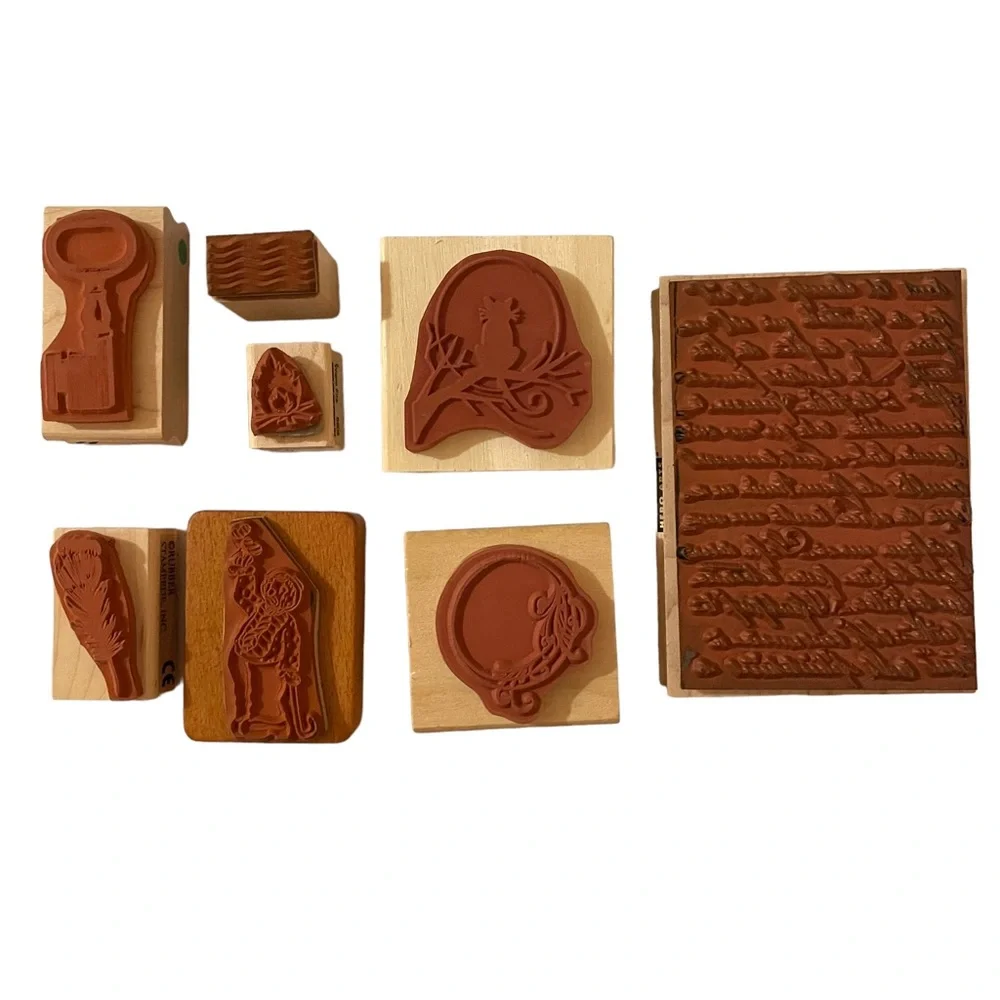 Symbols Script Spooky 8 Wood Block Rubber Stamps Medium to Small Mixed Lot